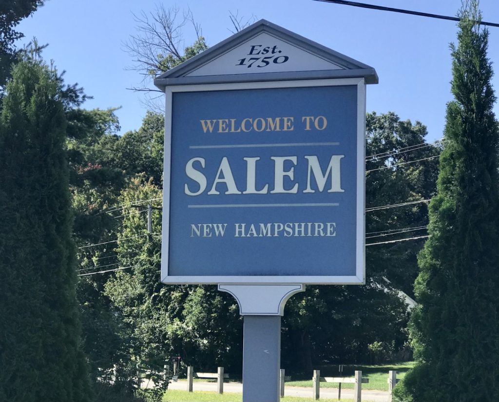 welcome sign for Salem NH