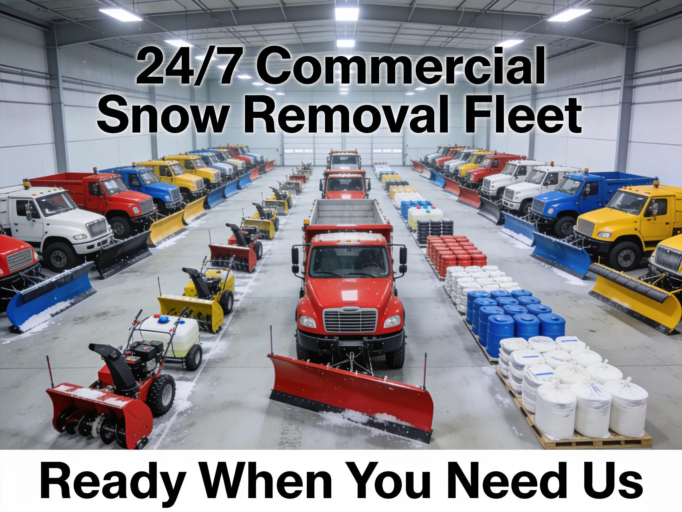 Fleet of snow removal equipment showcasing readiness for winter service