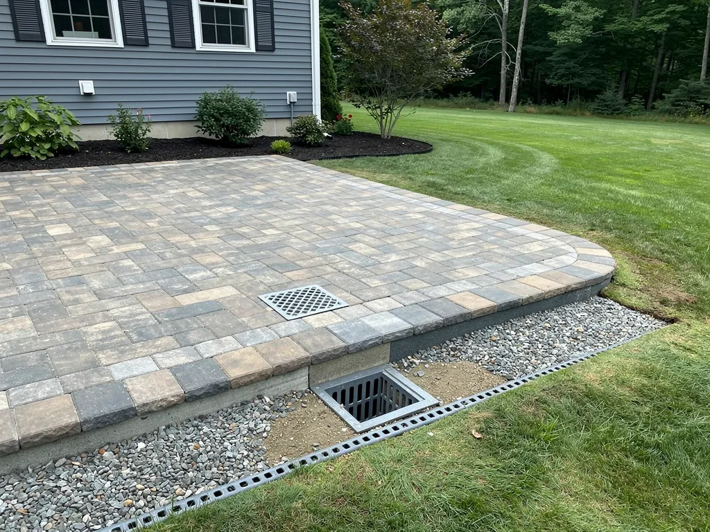 How will drainage be managed to prevent water pooling on the patio